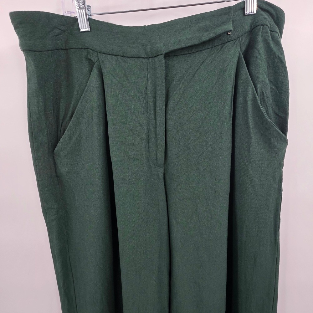 VERONICA BEARD MARBEAU PANTS WOMENS SIZE 16 GREEN TROUSERS PLEATED LINEN ***READ - Picture 2 of 16